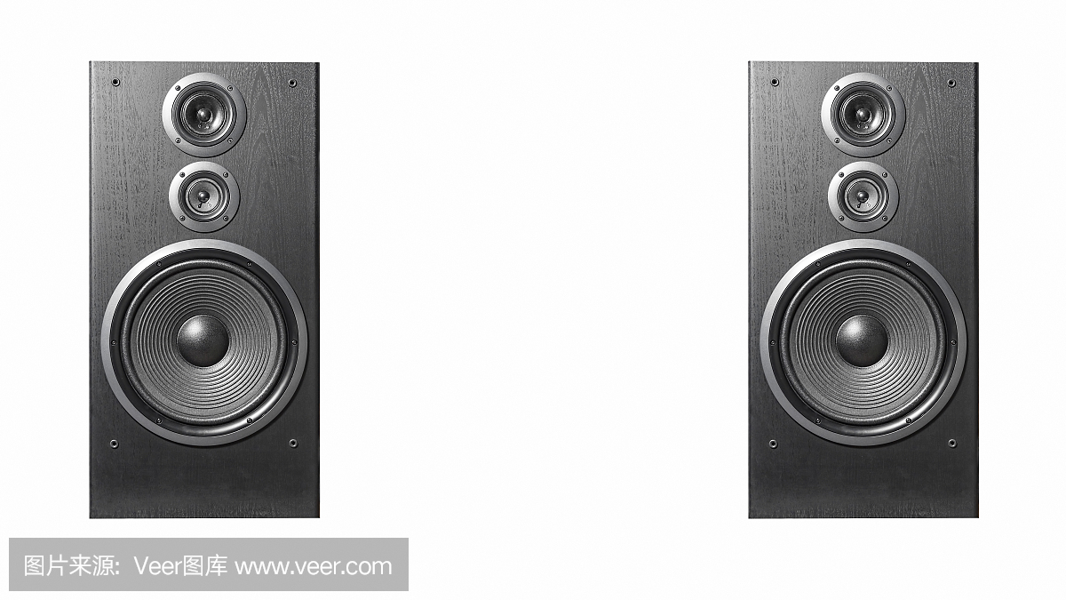 近距離播放高保真黑色揚聲器。專業音響設備